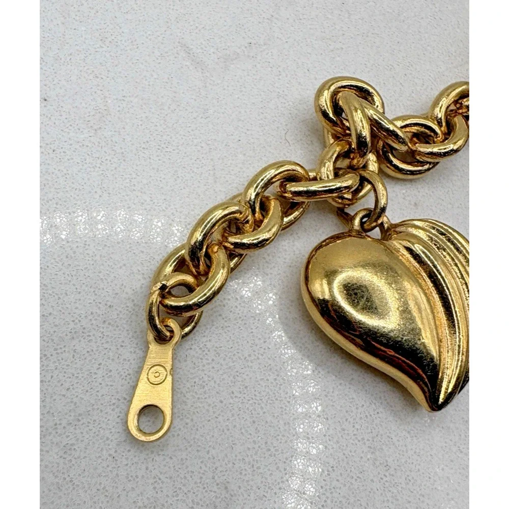 Avon You Charm Me Bracelet Heart Gold Plated Locket Chain Metal Valentine